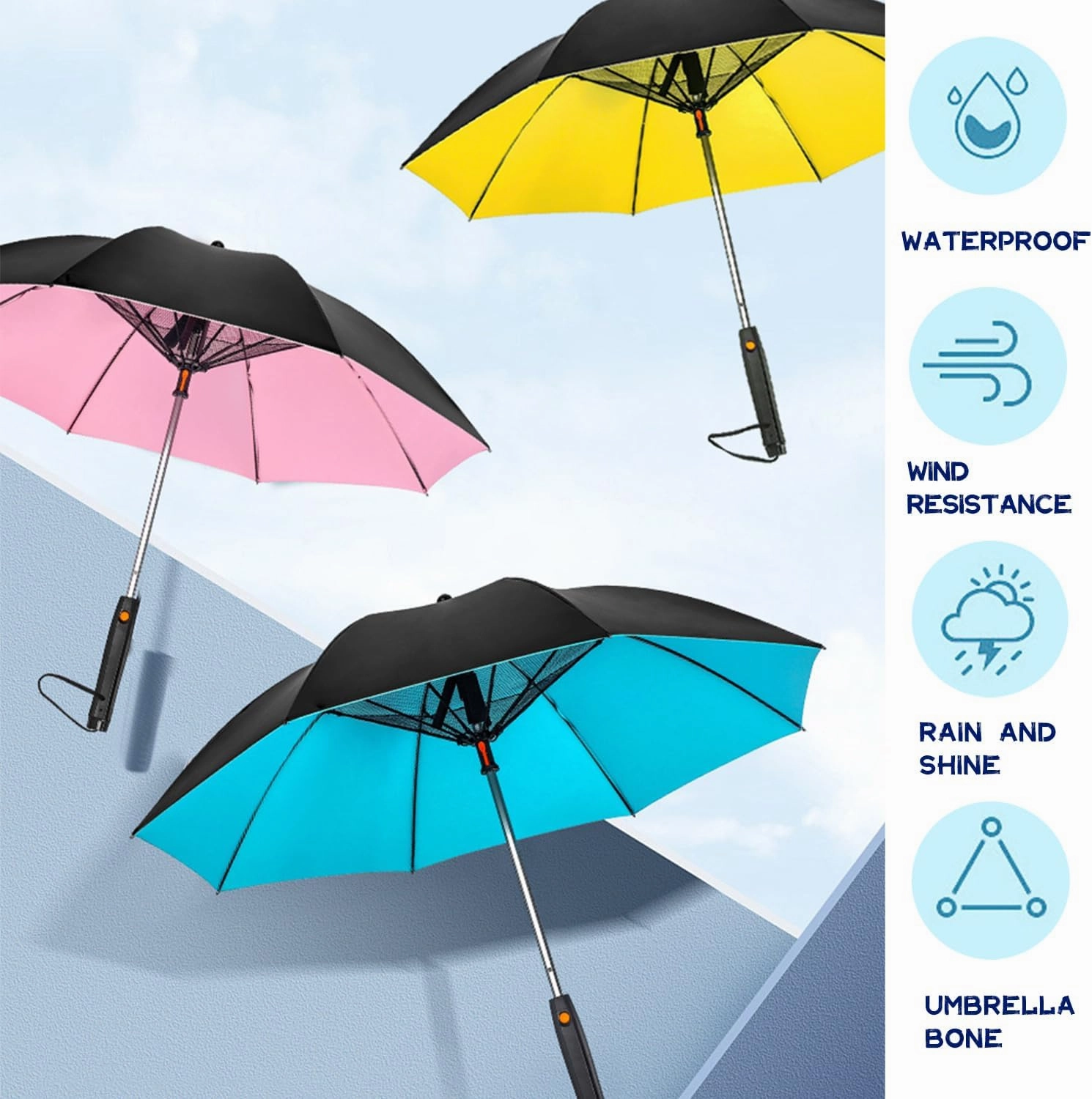 S-SNAIL-OO 3 in 1 Umbrella with Fan, Uv Blocking Umbrella with Fan and mister, USB Rechargeable Sun Umbrella for Outdoor, BBQ, Fishing, Beach