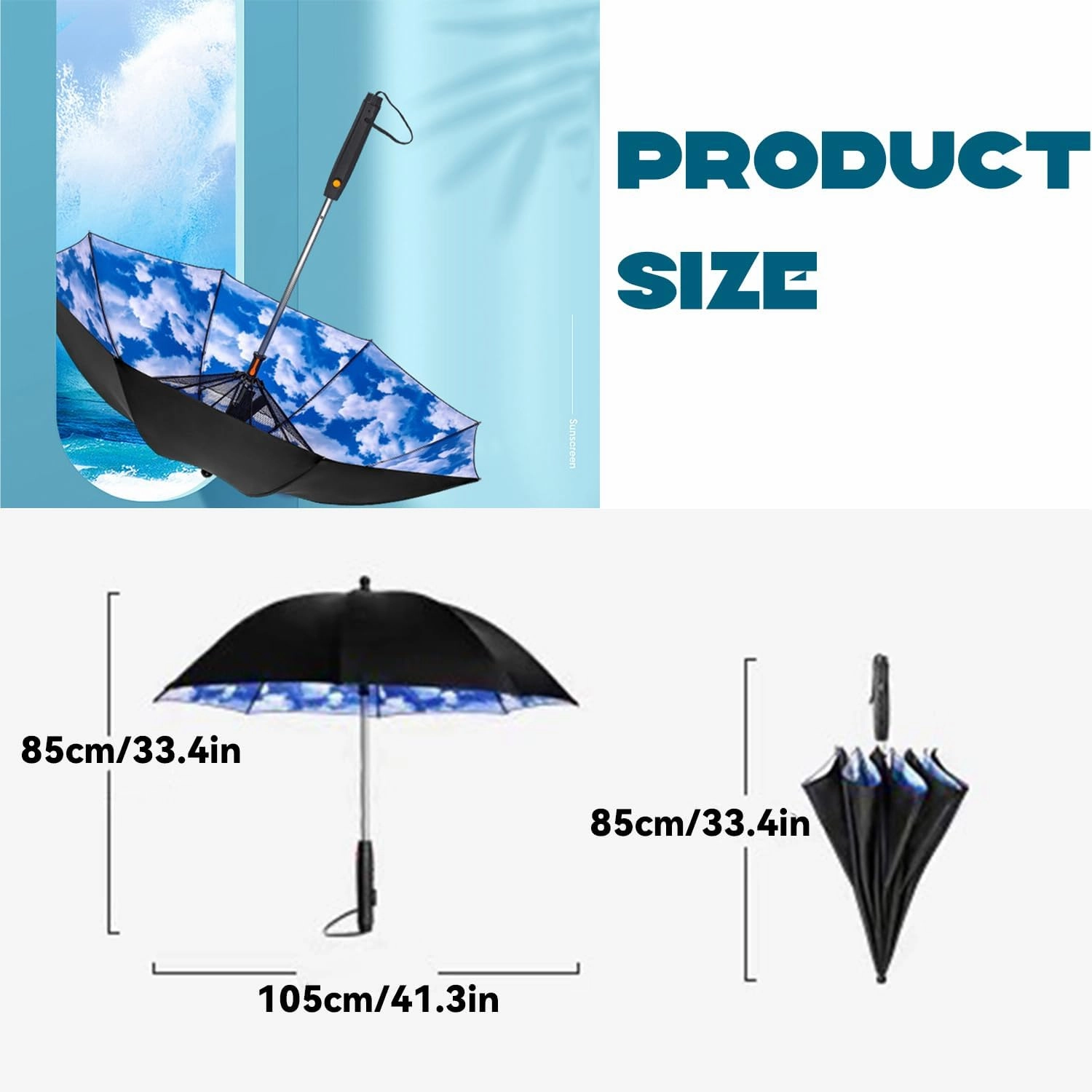 S-SNAIL-OO 3 in 1 Umbrella with Fan, Uv Blocking Umbrella with Fan and mister, USB Rechargeable Sun Umbrella for Outdoor, BBQ, Fishing, Beach