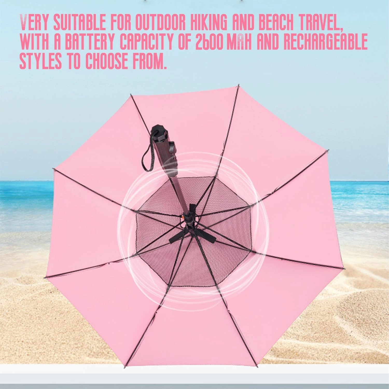 S-SNAIL-OO 3 in 1 Umbrella with Fan, Uv Blocking Umbrella with Fan and mister, USB Rechargeable Sun Umbrella for Outdoor, BBQ, Fishing, Beach