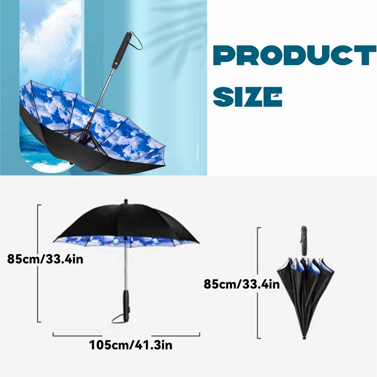 S-SNAIL-OO 3 in 1 Umbrella with Fan, Uv Blocking Umbrella with Fan and mister, USB Rechargeable Sun Umbrella for Outdoor, BBQ, Fishing, Beach
