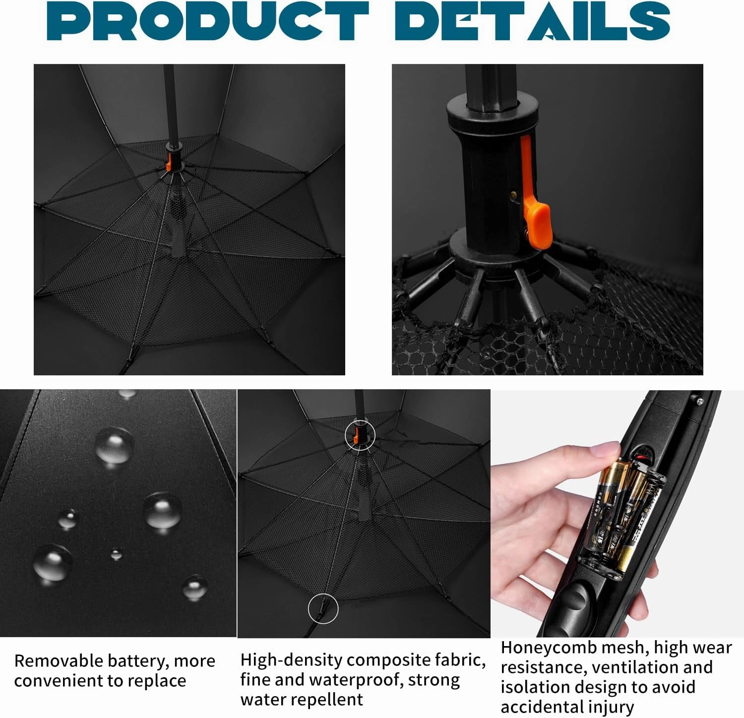 S-SNAIL-OO 3 in 1 Umbrella with Fan, Uv Blocking Umbrella with Fan and mister, USB Rechargeable Sun Umbrella for Outdoor, BBQ, Fishing, Beach