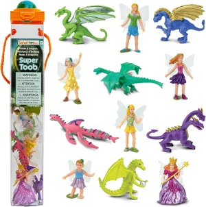 Safari Ltd. Fairies and Dragons Super Toob Figurines - Detailed Miniature Plastic Figures - Fantasy Toy Set for Boys, Girls & Kids Ages 3 
