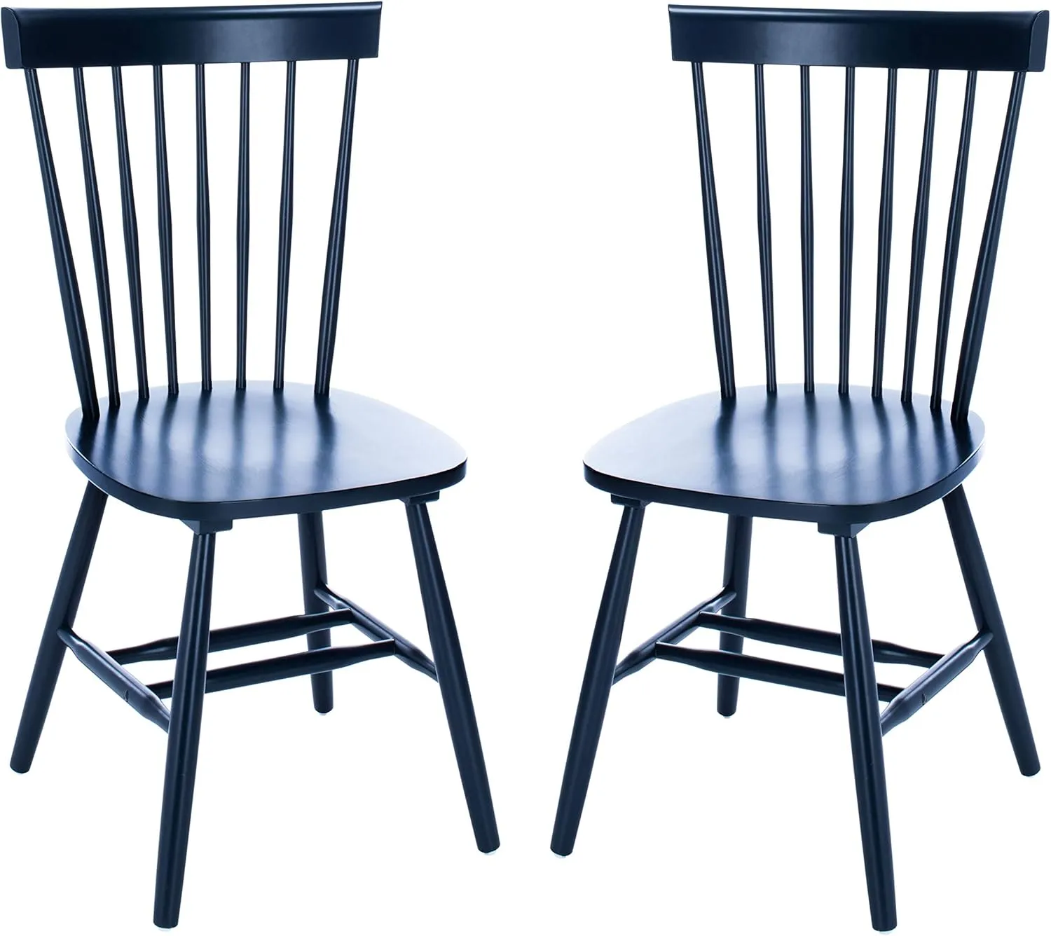 SAFAVIEH Home Collection Parker Farmhouse Navy Blue Windsor Spindle Solid Wood Dining Chair Set of 2