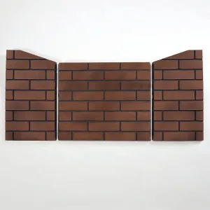 Sandstone Ceramic Fiber Brick Panel for Outdoor Fireplace Inserts - Dark Gray with Grey Mortar, Realistic Stacked Brick Design, Durable Construction, Easy Assembly, Fits 450 Series - Model# FLB450-S