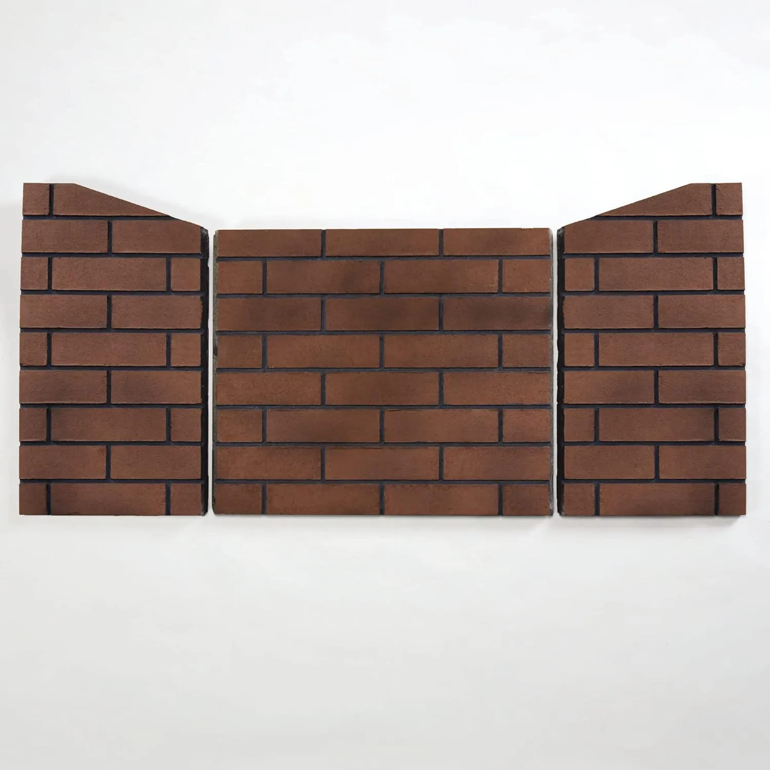 Sandstone Ceramic Fiber Brick Panel for Outdoor Fireplace Inserts - Dark Gray with Grey Mortar, Realistic Stacked Brick Design, Durable Construction, Easy Assembly, Fits 450 Series - Model# FLB450-S