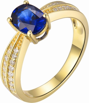 Sapphire Ring For Women,14K Yellow Gold Rings - Sapphire and Diamond Ring, Natural Genuine Blue Sapphire Ring & Real Diamond Gemstone Rings For Couple Engagement Ring