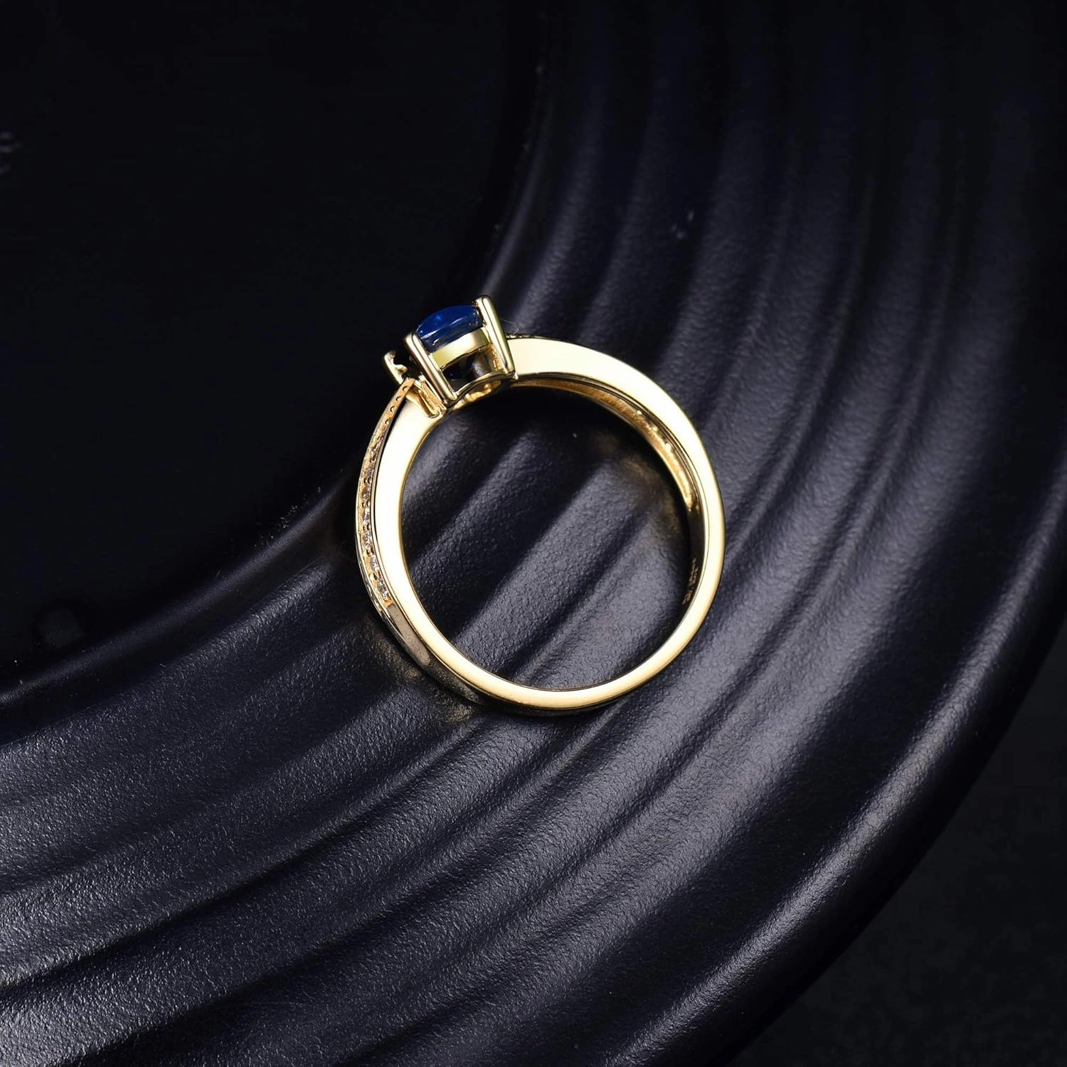 Sapphire Ring For Women,14K Yellow Gold Rings - Sapphire and Diamond Ring, Natural Genuine Blue Sapphire Ring & Real Diamond Gemstone Rings For Couple Engagement Ring