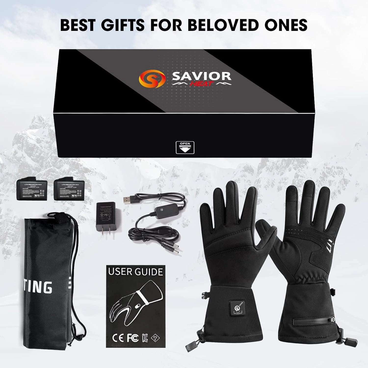 SAVIOR HEAT Heated Glove Liners for Men Women, Rechargeable Battery Electric Heated Gloves, Winter Warm Thin Liners for Skiing, Snowboarding, Hiking, Cycling, Hand Warmers