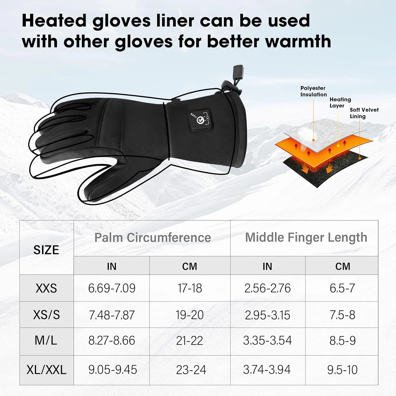SAVIOR HEAT Heated Glove Liners for Men Women, Rechargeable Battery Electric Heated Gloves, Winter Warm Thin Liners for Skiing, Snowboarding, Hiking, Cycling, Hand Warmers