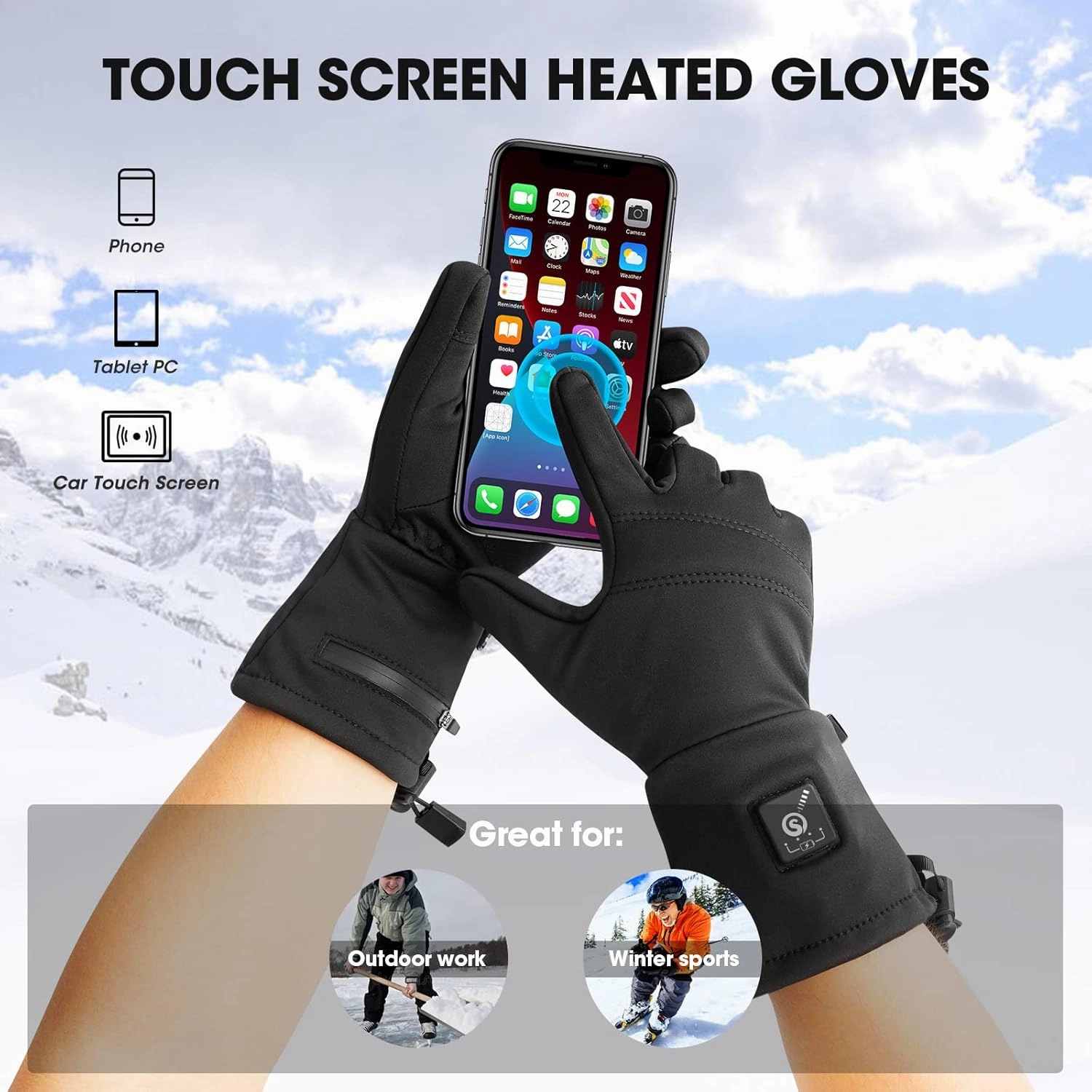 SAVIOR HEAT Heated Glove Liners for Men Women, Rechargeable Battery Electric Heated Gloves, Winter Warm Thin Liners for Skiing, Snowboarding, Hiking, Cycling, Hand Warmers