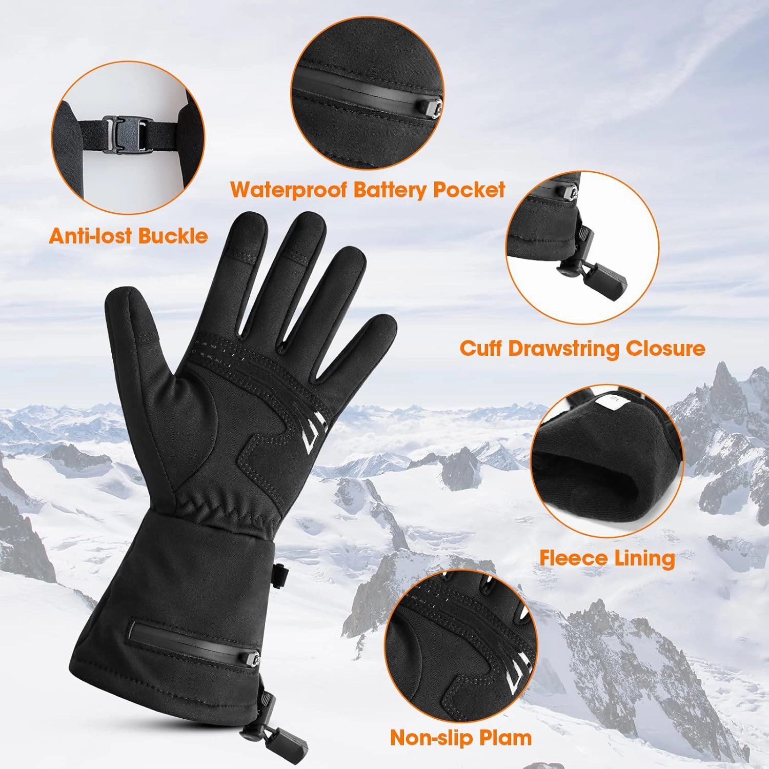 SAVIOR HEAT Heated Glove Liners for Men Women, Rechargeable Battery Electric Heated Gloves, Winter Warm Thin Liners for Skiing, Snowboarding, Hiking, Cycling, Hand Warmers
