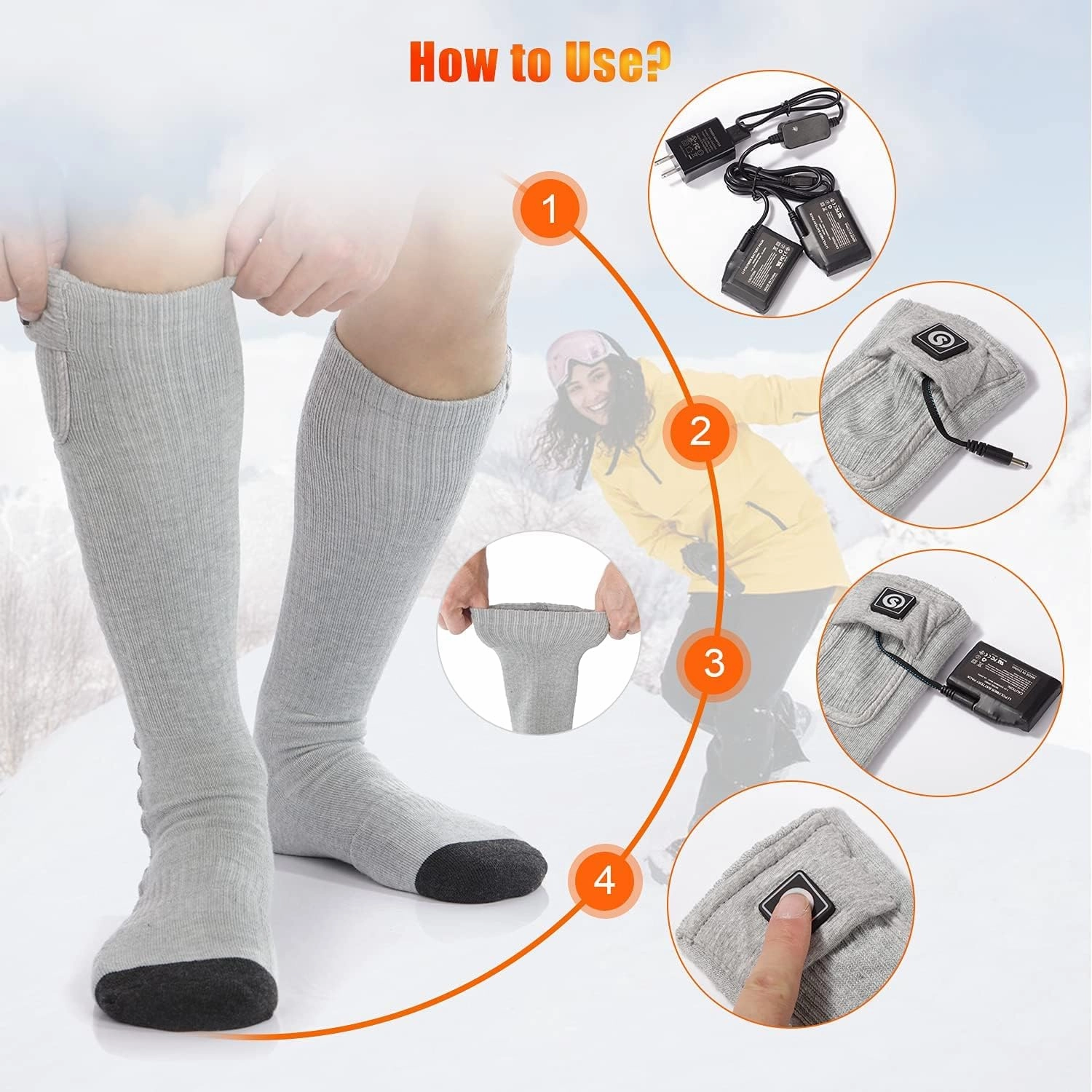 SAVIOR HEAT Heated Socks for Men Women Rechargeable Battery Electric Socks Winter Foot Warmer Outdoor Skiing Hunting Fishing