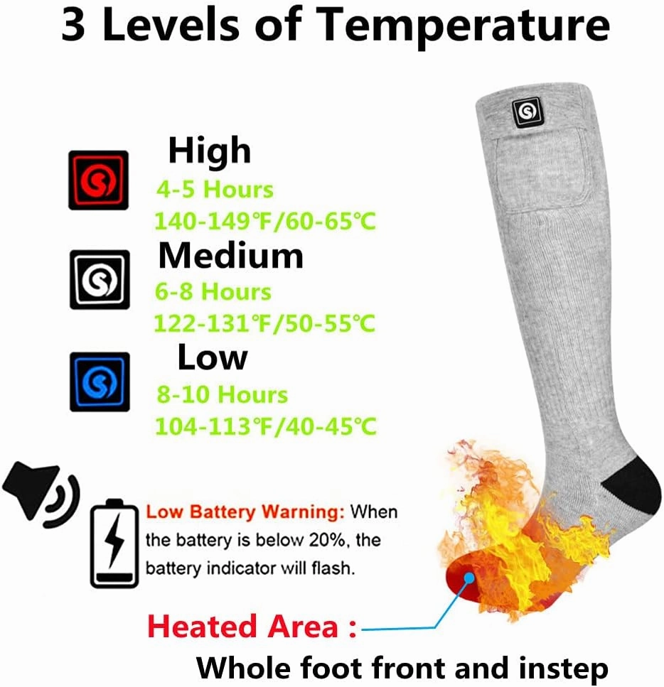 Savior Heated Socks,Rechargeable Electric Heated Socks for Men Women,Winter Foot Warmers,Suitable for Outdoor Work,Skiing,Skating,Cycling,Camping,Fishing,Hunting,etc.