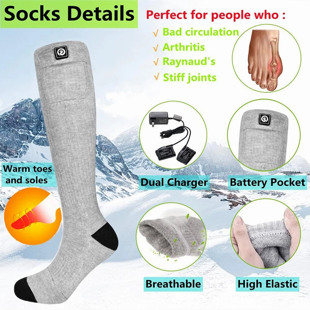 Savior Heated Socks,Rechargeable Electric Heated Socks for Men Women,Winter Foot Warmers,Suitable for Outdoor Work,Skiing,Skating,Cycling,Camping,Fishing,Hunting,etc.