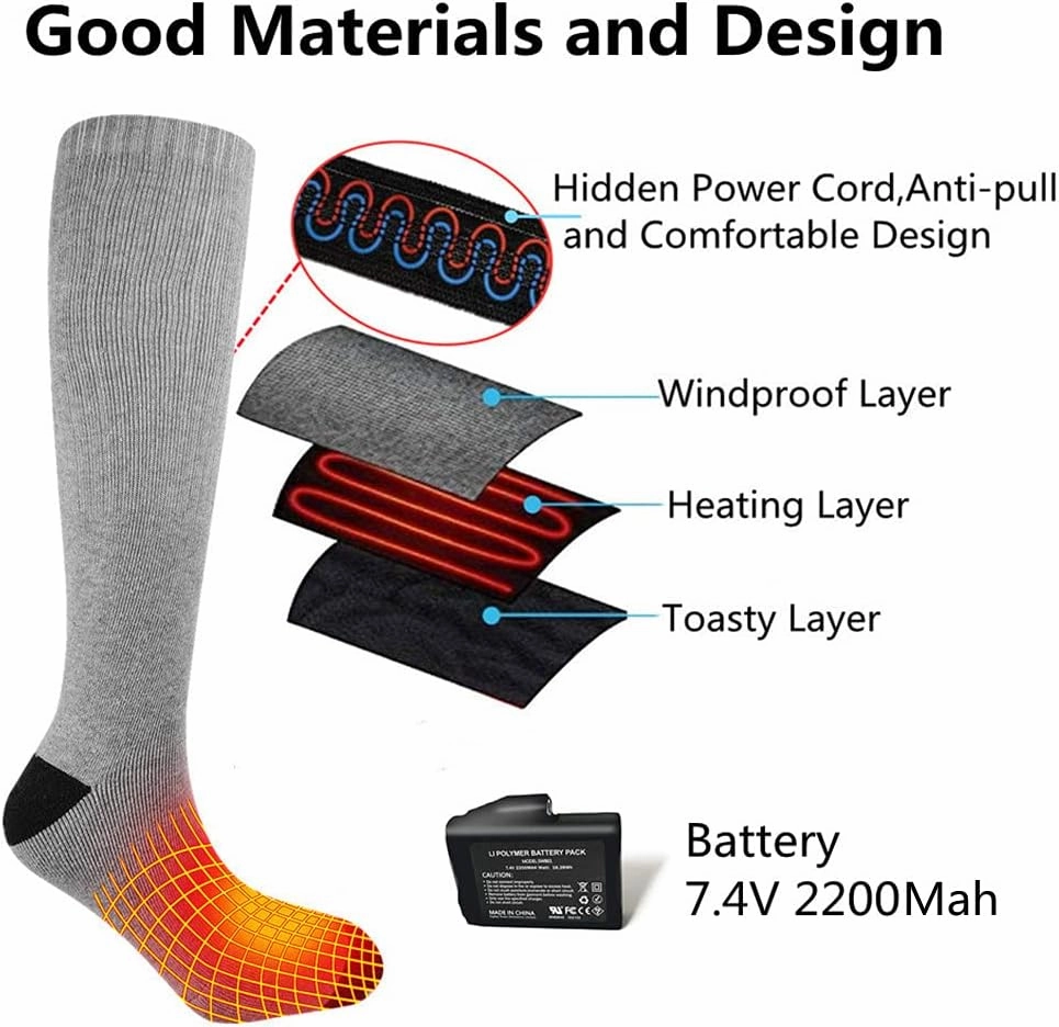 Savior Heated Socks,Rechargeable Electric Heated Socks for Men Women,Winter Foot Warmers,Suitable for Outdoor Work,Skiing,Skating,Cycling,Camping,Fishing,Hunting,etc.