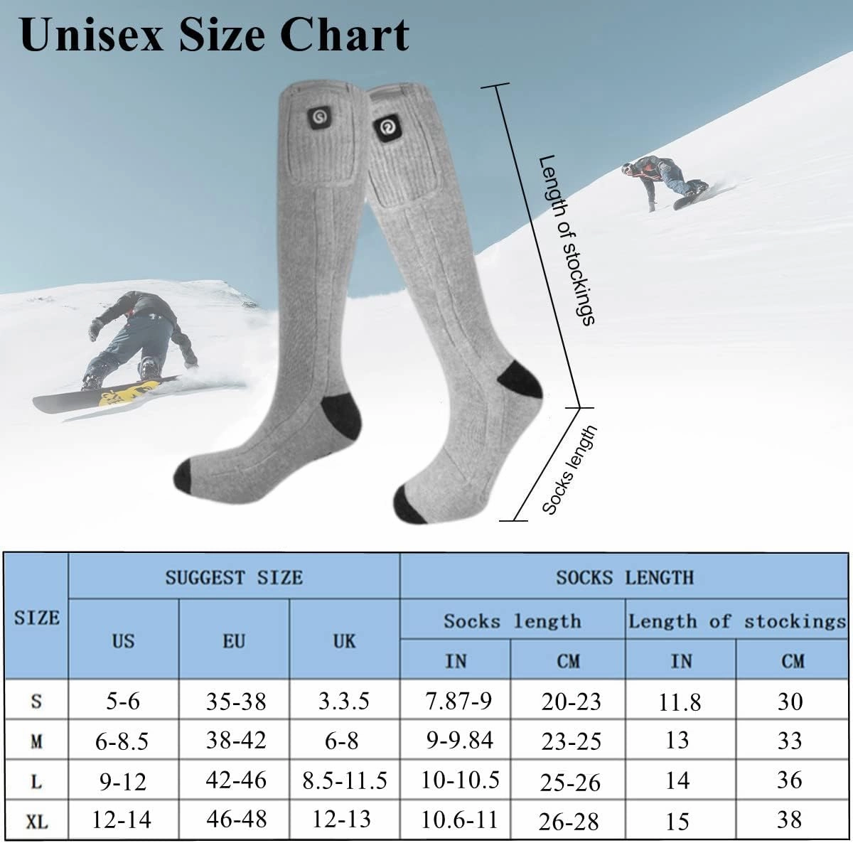 Savior Heated Socks,Rechargeable Electric Heated Socks for Men Women,Winter Foot Warmers,Suitable for Outdoor Work,Skiing,Skating,Cycling,Camping,Fishing,Hunting,etc.