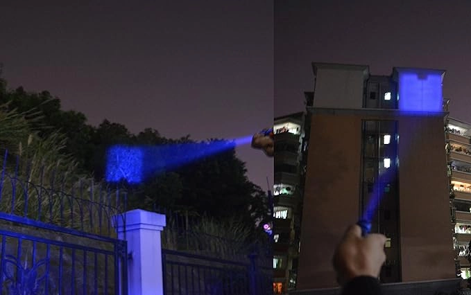 Scalable Blue LED 3 Mode Long Range Blue Beam Blue Light Flashlight, Blue Flashlight Blue LED Flashlight Torch with Blue Light for Night Fishling, Detecting-Blue House
