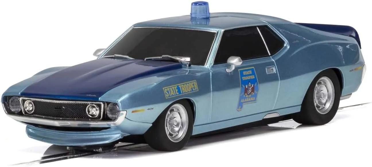 Scalextric AMC Javelin Alabama State Trooper 1:32 Police Slot Race Car with Working Siren C4058, Blue