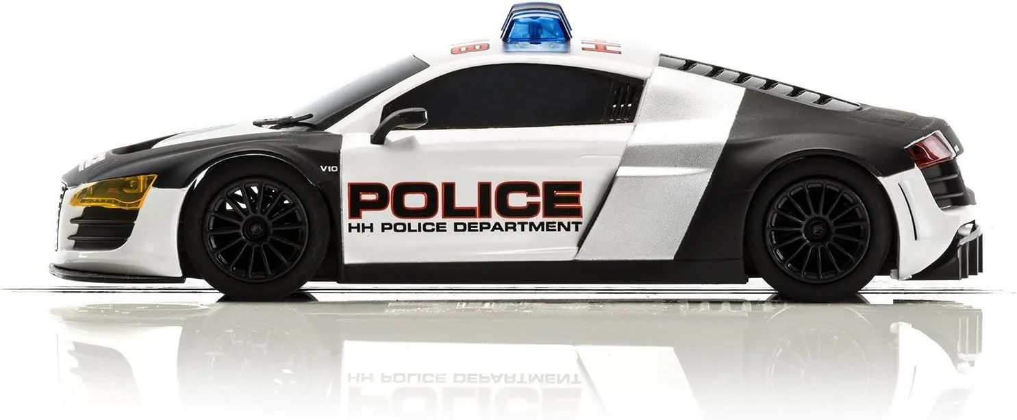 Scalextric Audi R8 Police Car 1:32 Slot Race Car C3932, White & Black