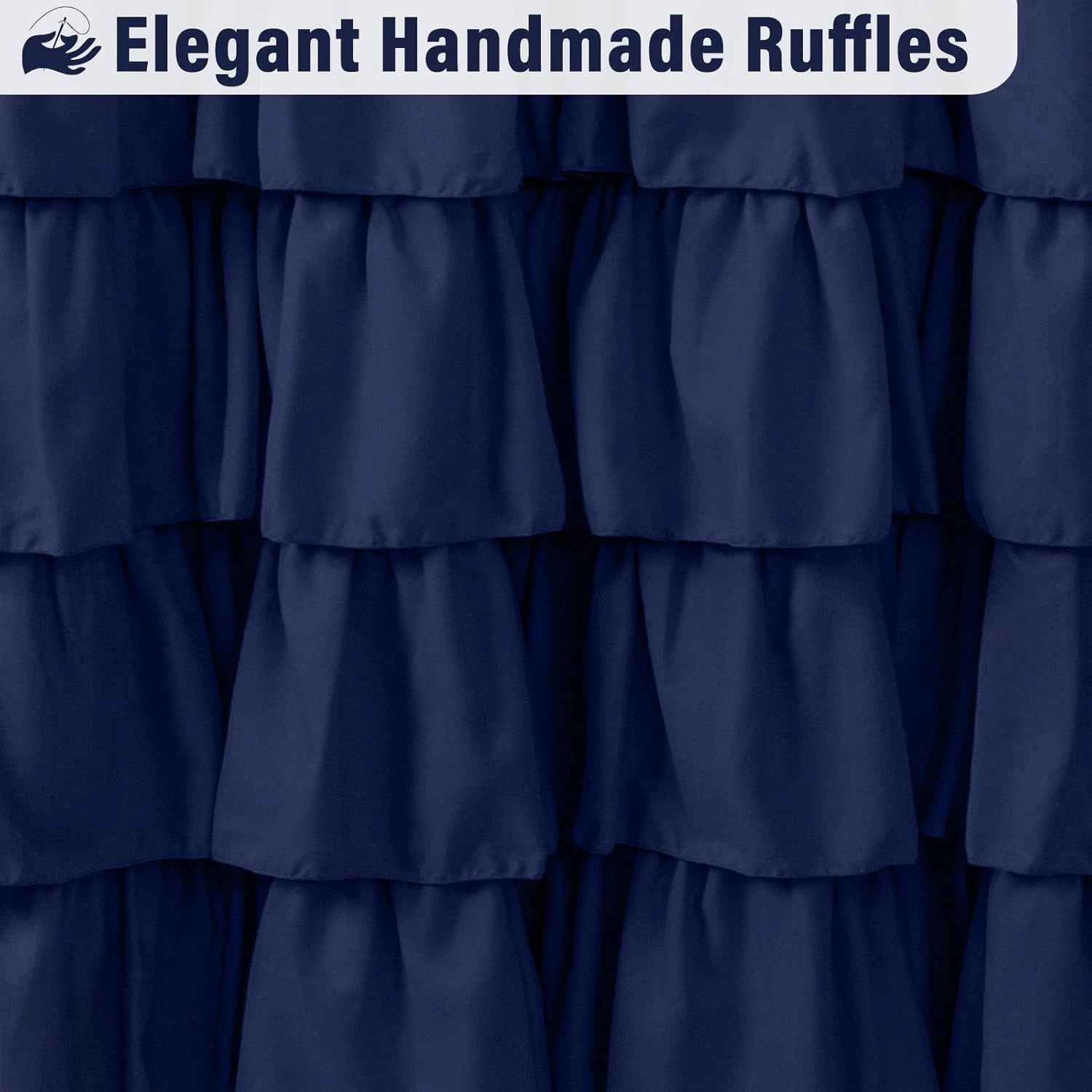 Seasonwood Navy Blue Shower Curtain for Bathroom Ruffle Shower Curtain 72 X 72 Inches Farmhouse Shower Curtains with Buttons & Blue Ruffles