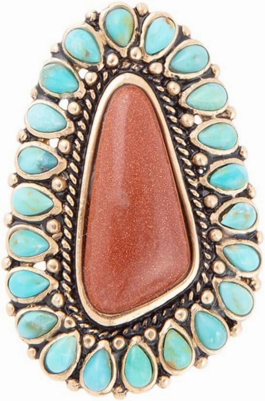 Sedona Turquoise Goldstone Statement Ring