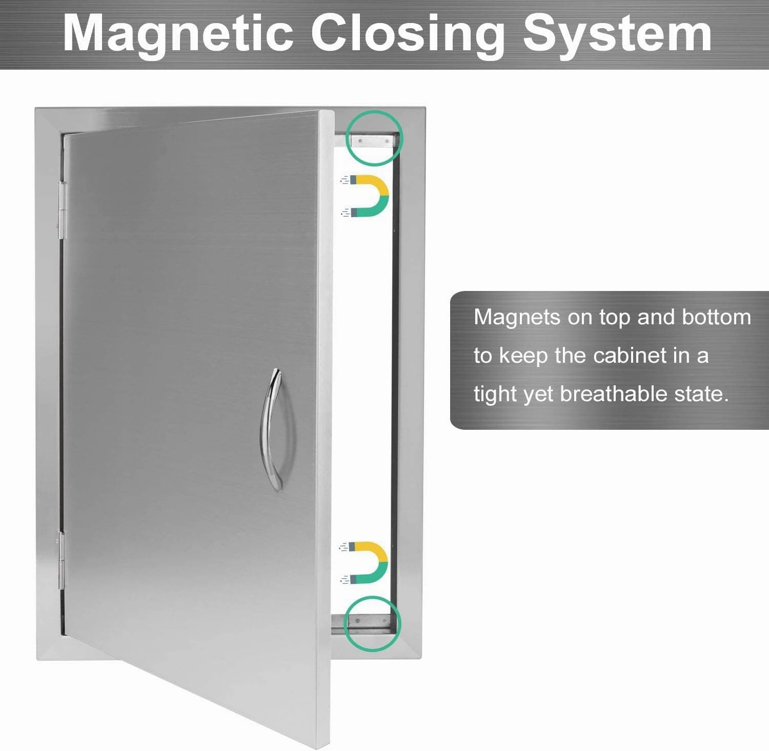 Seeutek Outdoor Kitchen Doors 14W x 20H Inch BBQ Access Door - Stainless Steel Single Wall Construction Vertical Door for Outdoor Kitchen Grilling Station or Commercial BBQ Island