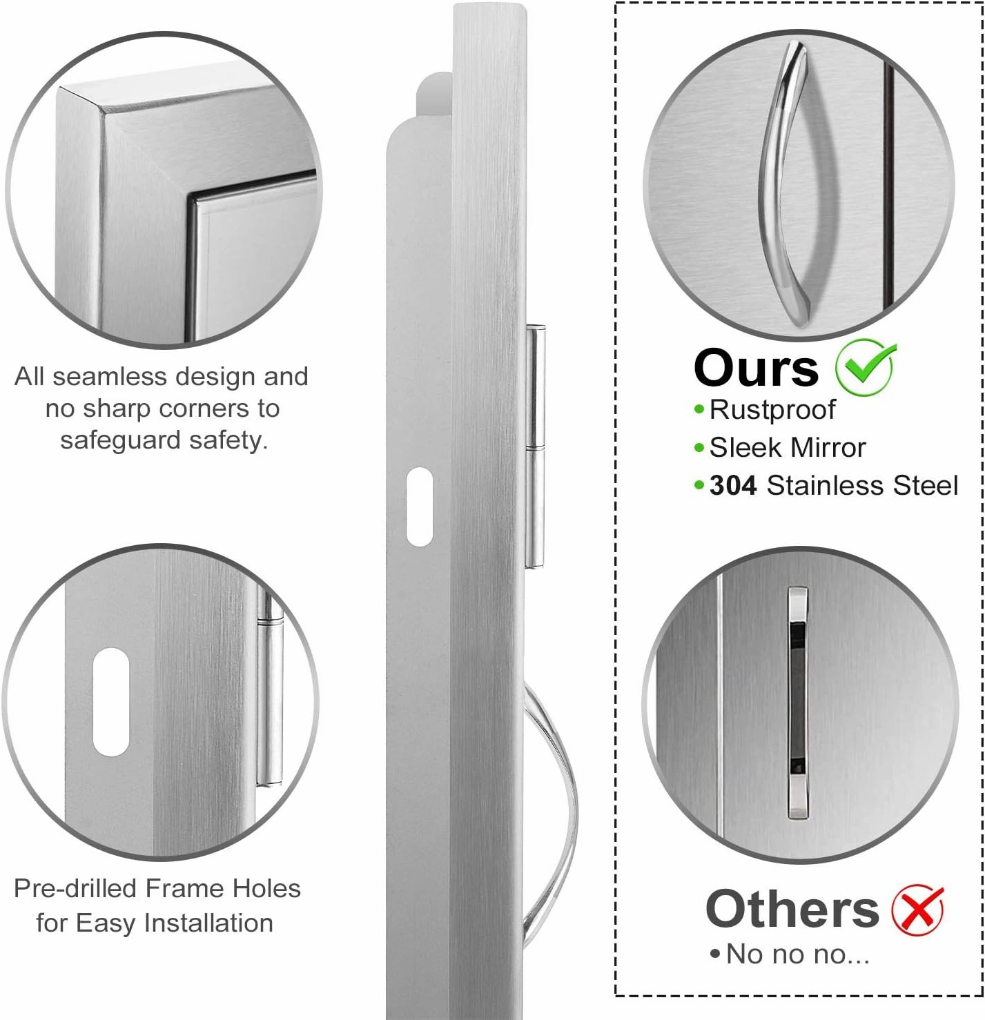 Seeutek Outdoor Kitchen Doors 14W x 20H Inch BBQ Access Door - Stainless Steel Single Wall Construction Vertical Door for Outdoor Kitchen Grilling Station or Commercial BBQ Island