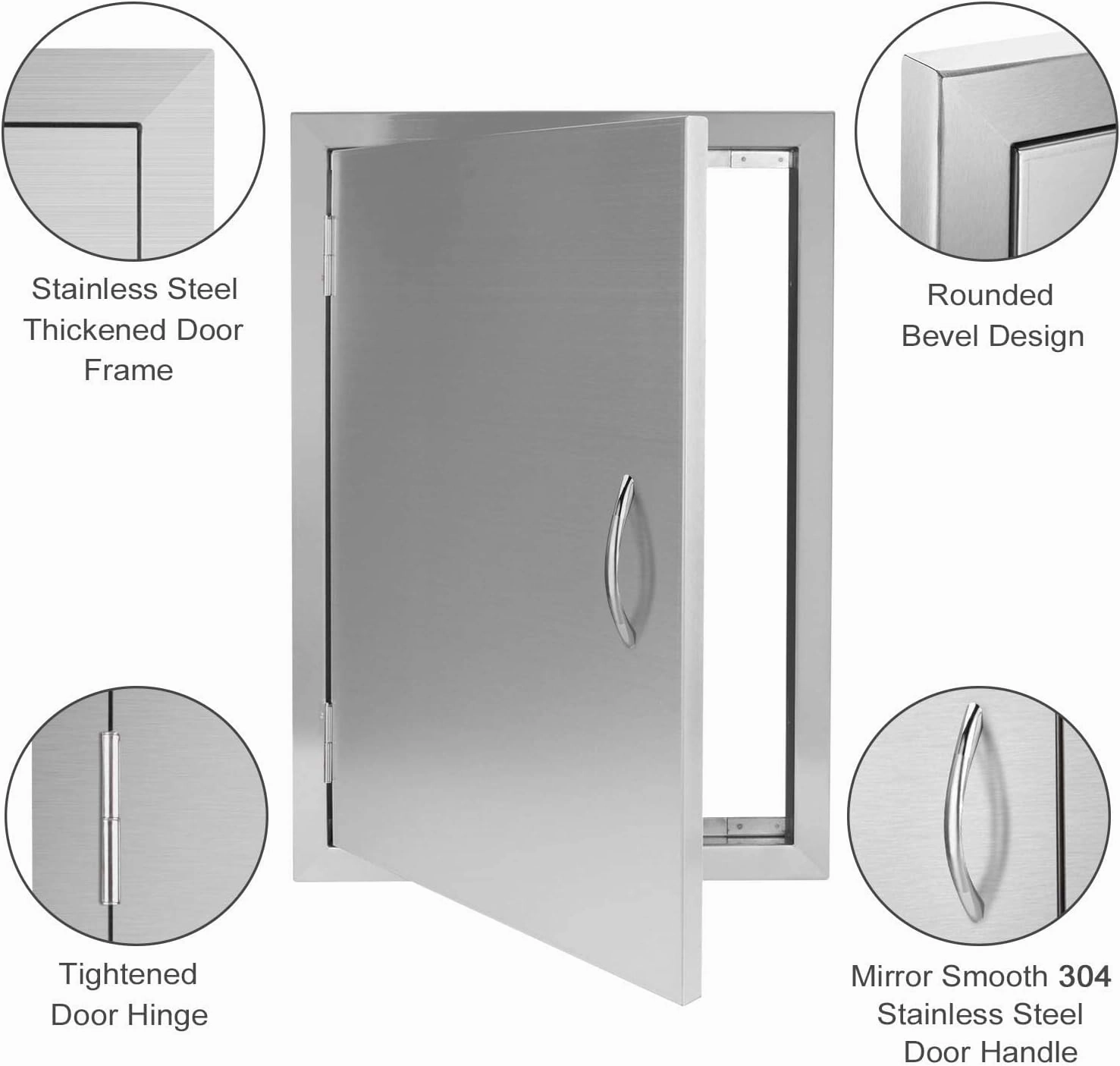 Seeutek Outdoor Kitchen Doors 14W x 20H Inch BBQ Access Door - Stainless Steel Single Wall Construction Vertical Door for Outdoor Kitchen Grilling Station or Commercial BBQ Island