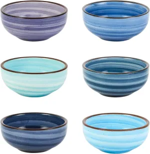Selamica Ceramic Dipping Bowls, 2.7 Oz Soy Sauce Dish Set, 3 inch Small Dip Bowl for Side Dish, Appetizers, Set of 6, Gradient Blue