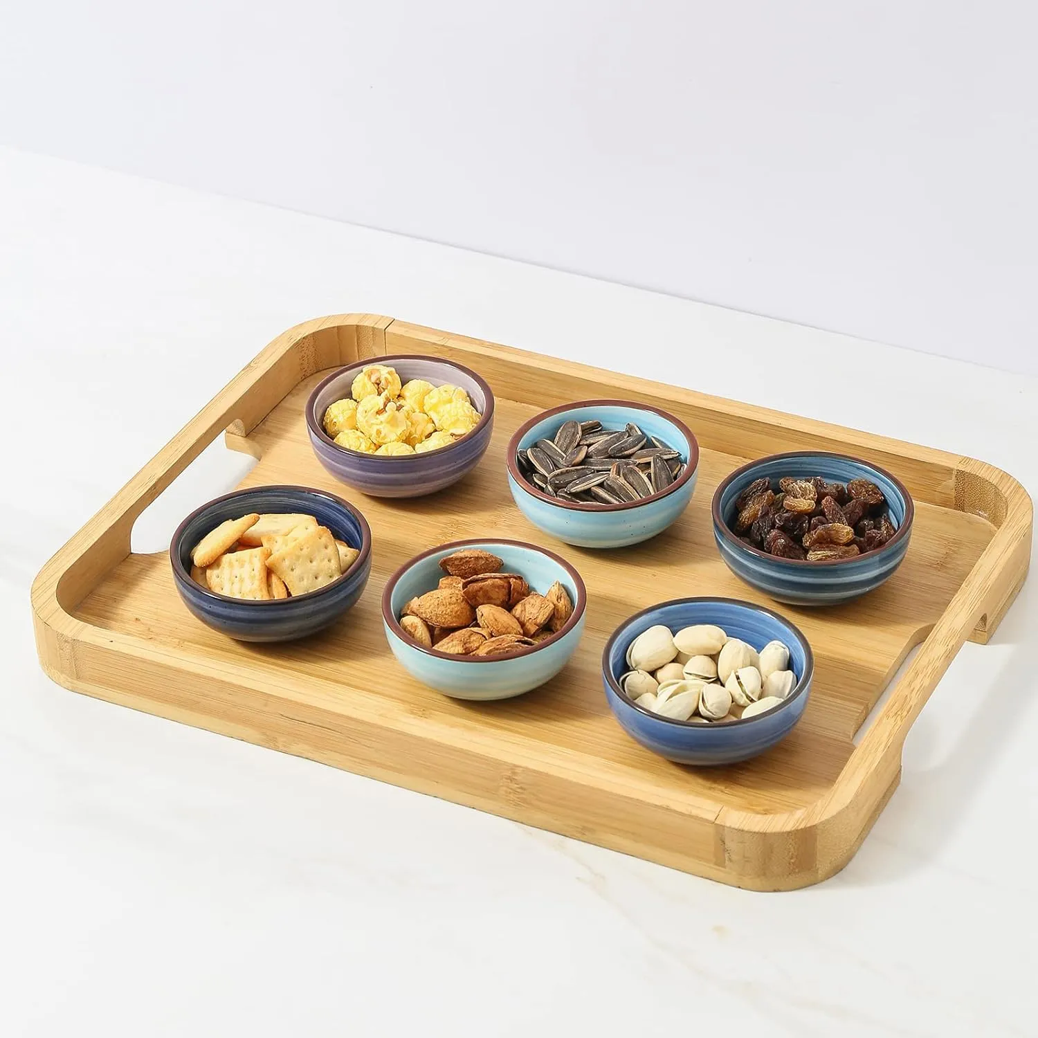 Selamica Ceramic Dipping Bowls, 2.7 Oz Soy Sauce Dish Set, 3 inch Small Dip Bowl for Side Dish, Appetizers, Set of 6, Gradient Blue