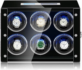 Self Winding Watch Winder Box 6 Winding Watch Turner Case Quiet Motor,Self-Winding Mechanical Watch Display Storage