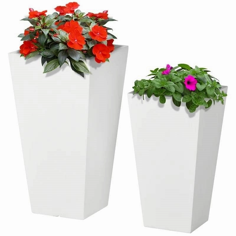 Set of 2 Modern Lightweight Outdoor Patio Flower Pot Planter Box in