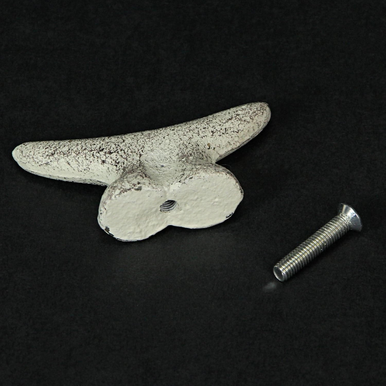 Set of 6 Antique White Cast Iron Boat Cleat Drawer Pulls: 2.5 Inches Long, Decorative Nautical Cabinet Knobs for A Stylish Coastal Accent to Your Home Decor