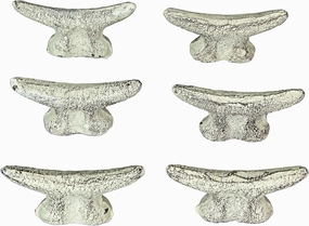 Set of 6 Antique White Cast Iron Boat Cleat Drawer Pulls: 2.5 Inches Long, Decorative Nautical Cabinet Knobs for A Stylish Coastal Accent to Your Home Decor