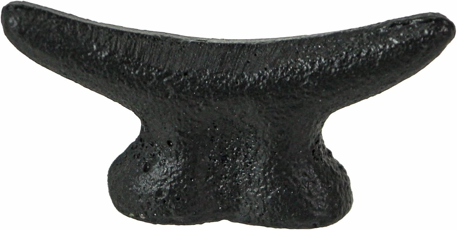 Set of 6 Matte Black Cast Iron Boat Cleat Drawer Pulls: 2.5 Inches Long, Decorative Nautical Cabinet Knobs for A Stylish Coastal Accent to Your Home Decor