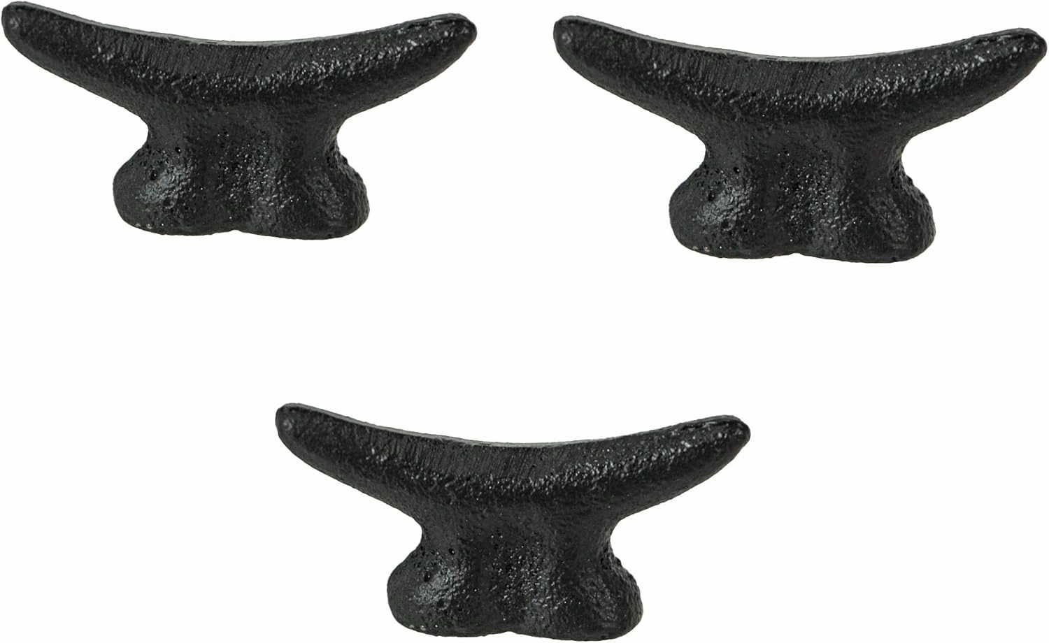 Set of 6 Matte Black Cast Iron Boat Cleat Drawer Pulls: 2.5 Inches Long, Decorative Nautical Cabinet Knobs for A Stylish Coastal Accent to Your Home Decor