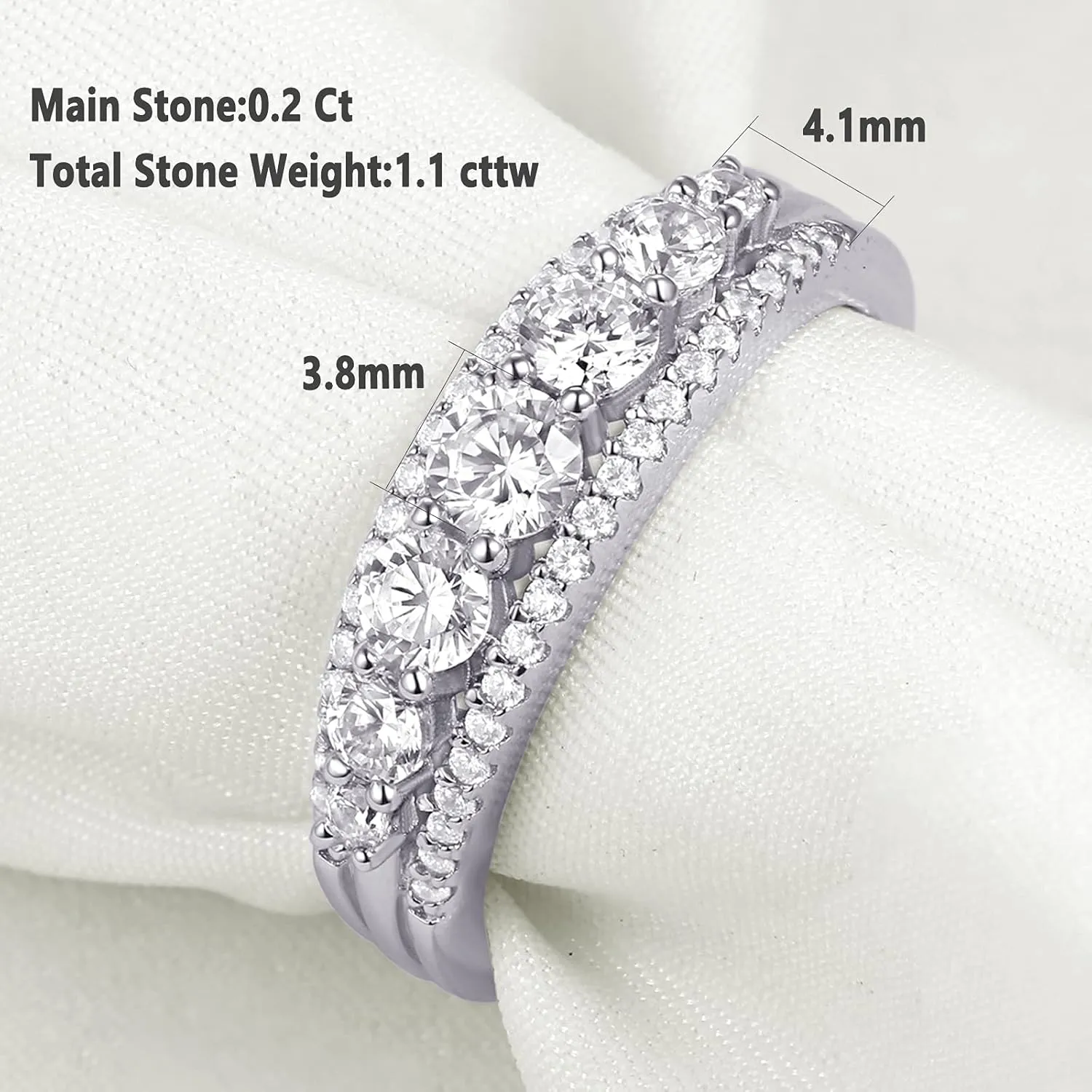 SHELOVES Sterling Silver Eternity Bands for Women Simulated Diamond Cubic Zirconia Wedding Rings