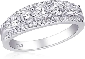 SHELOVES Sterling Silver Eternity Bands for Women Simulated Diamond Cubic Zirconia Wedding Rings