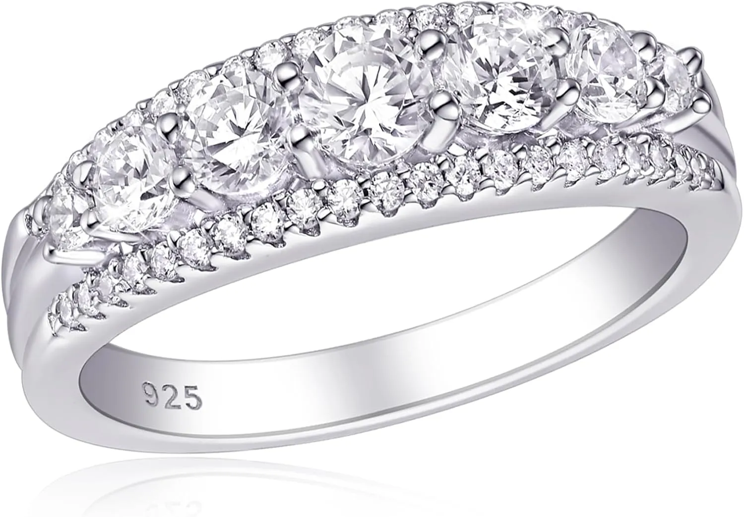 SHELOVES Sterling Silver Eternity Bands for Women Simulated Diamond Cubic Zirconia Wedding Rings