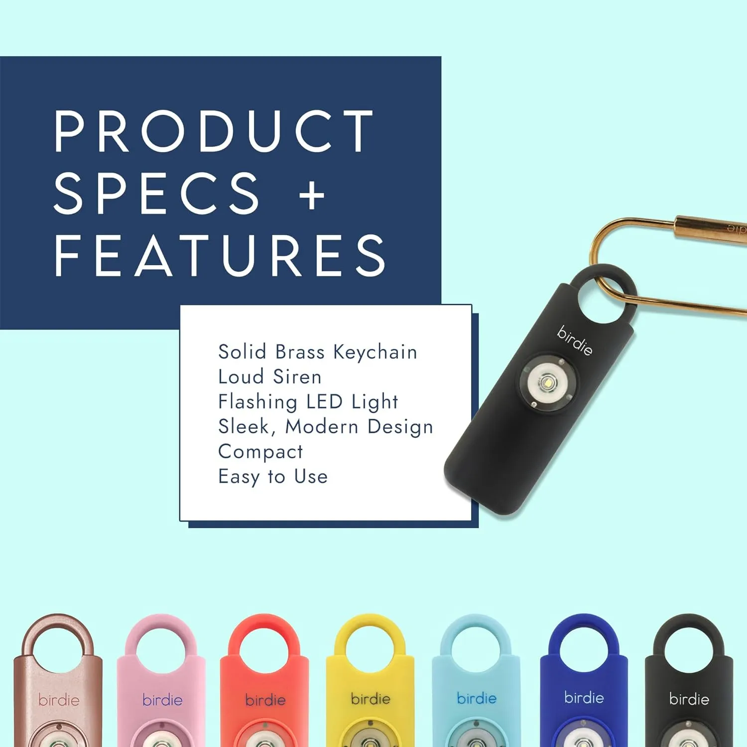 She’s Birdie–The Original Personal Safety Alarm for Women by Women–Loud Siren, Strobe Light and Key Chain in a Variety of Colors (Charcoal)