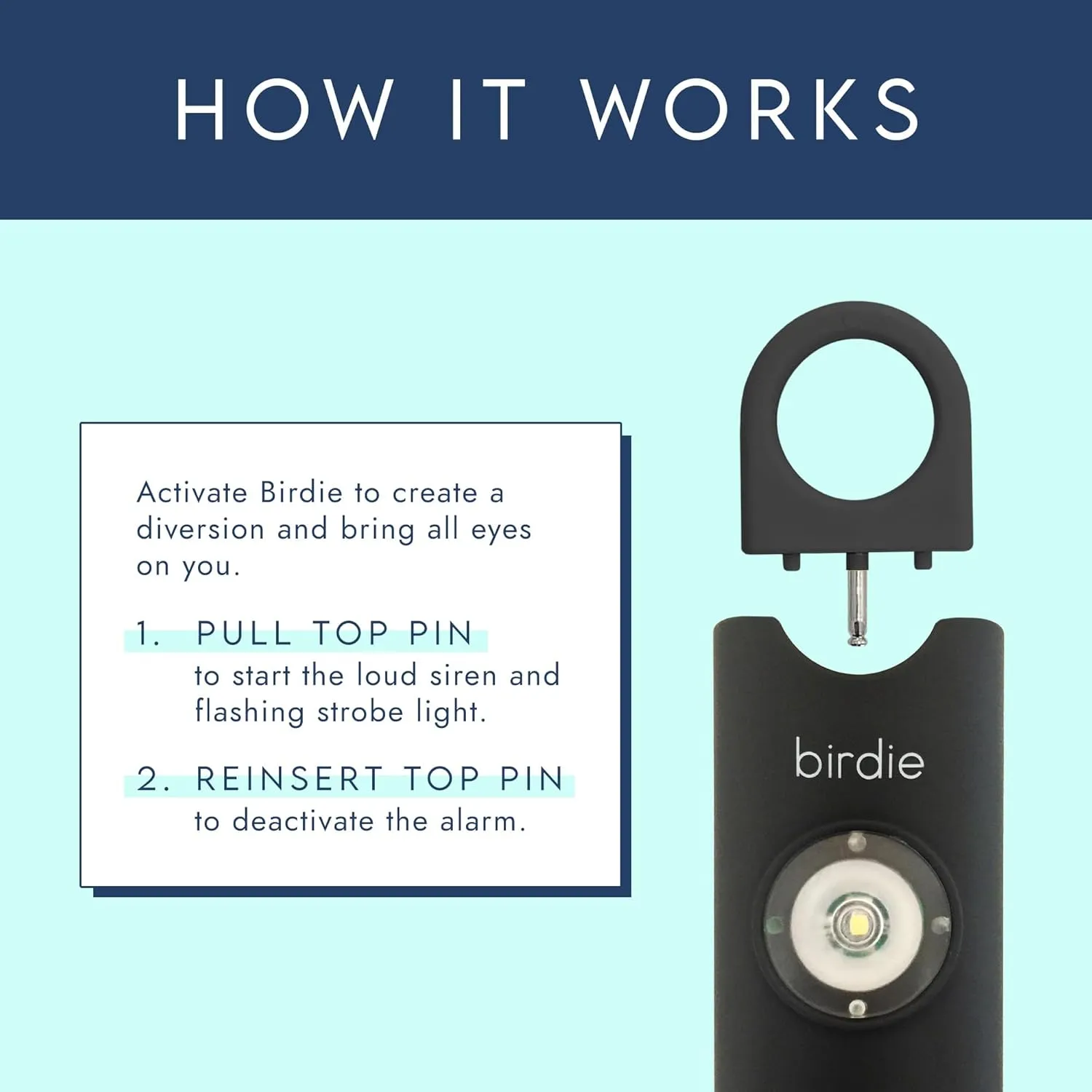 She’s Birdie–The Original Personal Safety Alarm for Women by Women–Loud Siren, Strobe Light and Key Chain in a Variety of Colors (Charcoal)