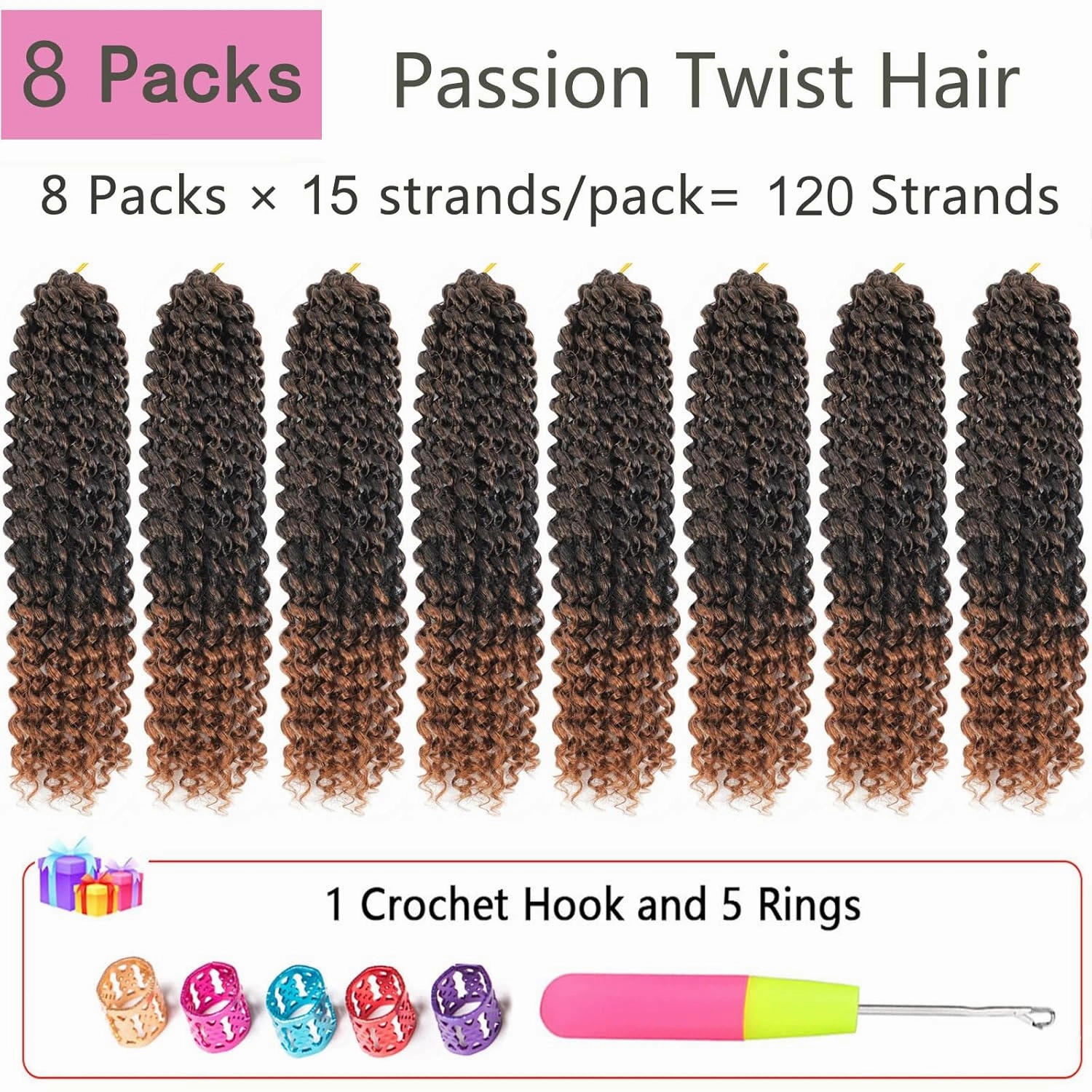 Short Passion Twist Hair 12 Inch 8 Packs Water Wave Crochet Hair Braiding Hair Bohemian Spring Twist Hair Crochet Braids Synthetic Hair Extension (12 Inch, T30)