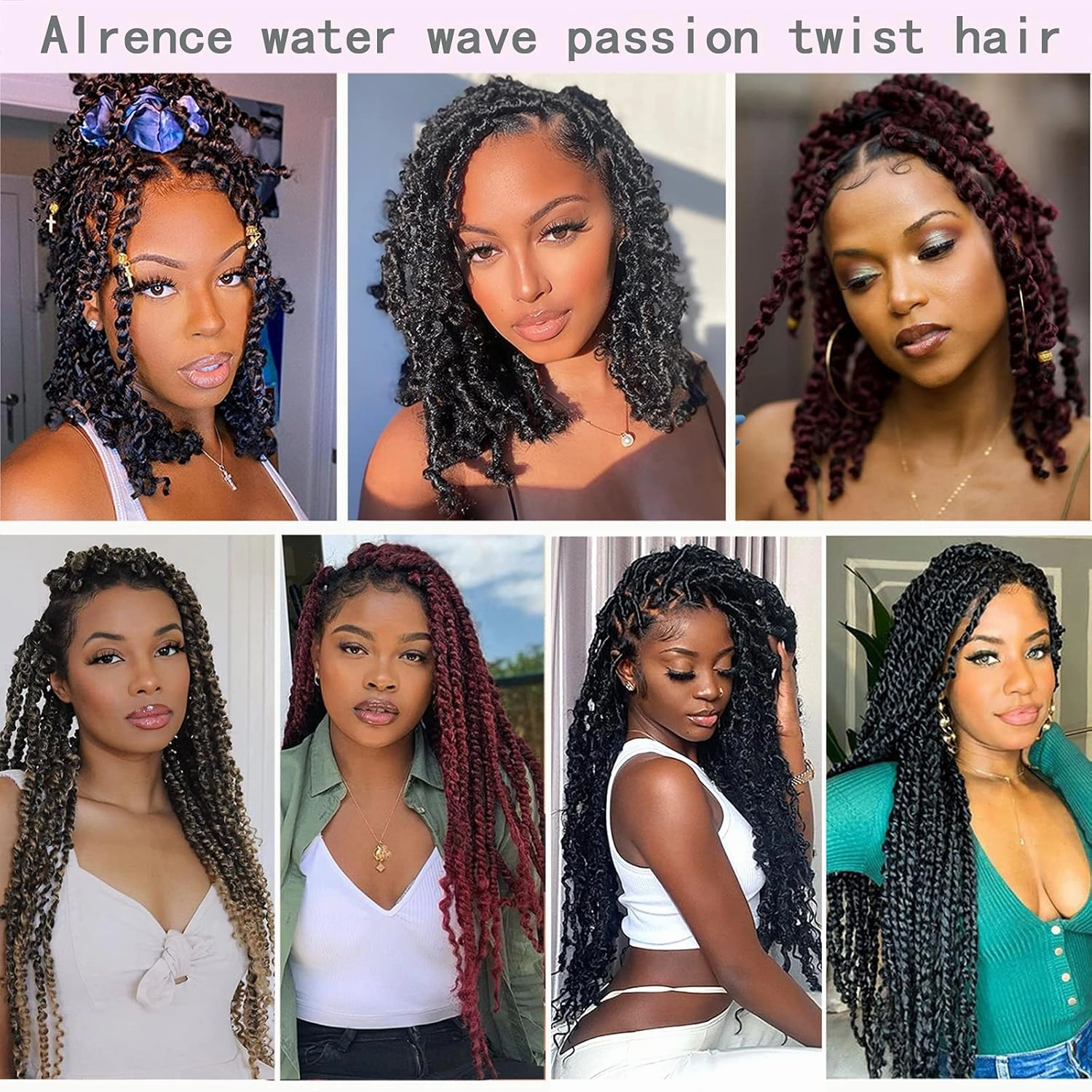 Short Passion Twist Hair 12 Inch 8 Packs Water Wave Crochet Hair Braiding Hair Bohemian Spring Twist Hair Crochet Braids Synthetic Hair Extension (12 Inch, T30)