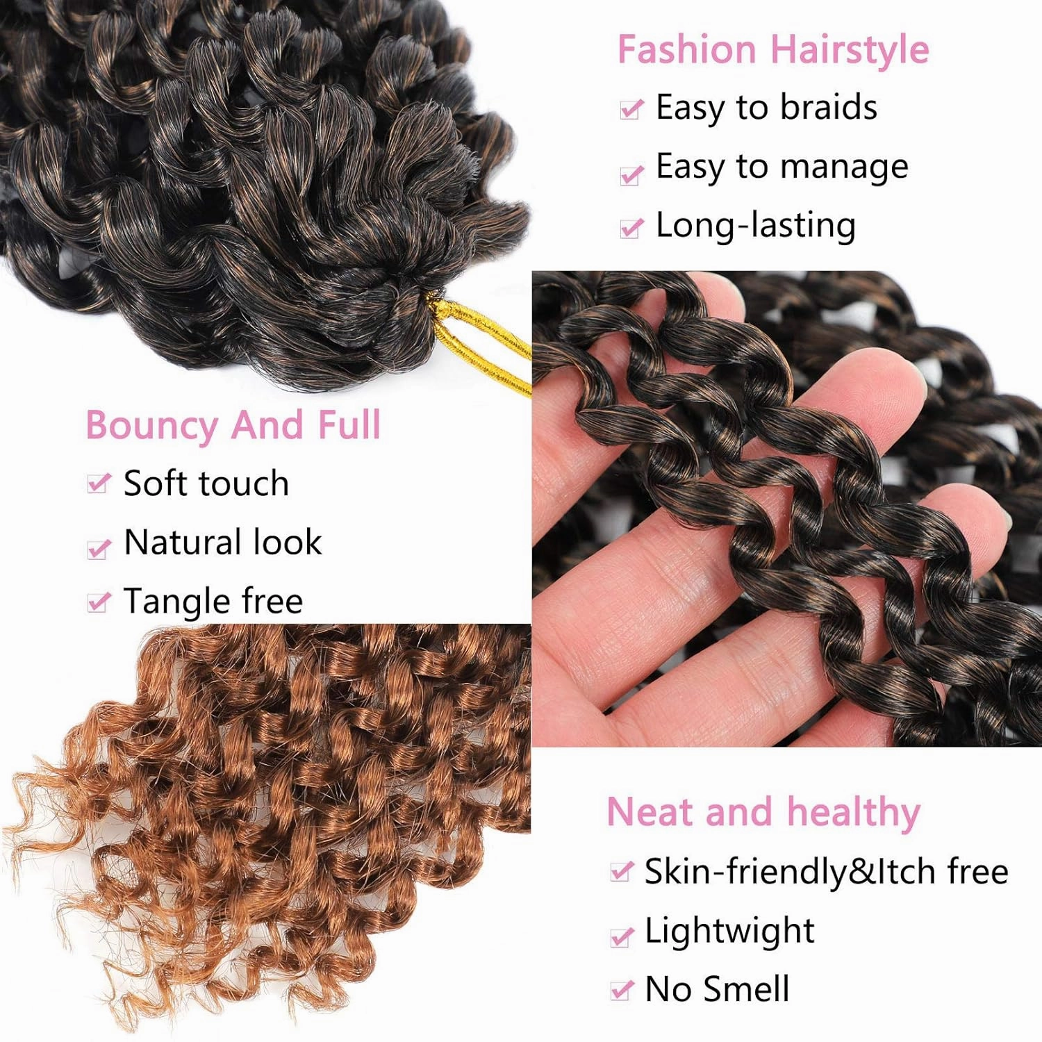 Short Passion Twist Hair 12 Inch 8 Packs Water Wave Crochet Hair Braiding Hair Bohemian Spring Twist Hair Crochet Braids Synthetic Hair Extension (12 Inch, T30)
