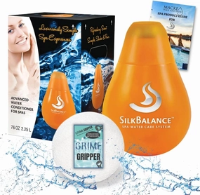 Silk Balance hot tub 76oz or 38oz Silkbalance Conditioner with Grime Gripper for Silk spa Spas, Macke Product Guide for Hot Tubs & Spas, Silk Balance spa Water Care System