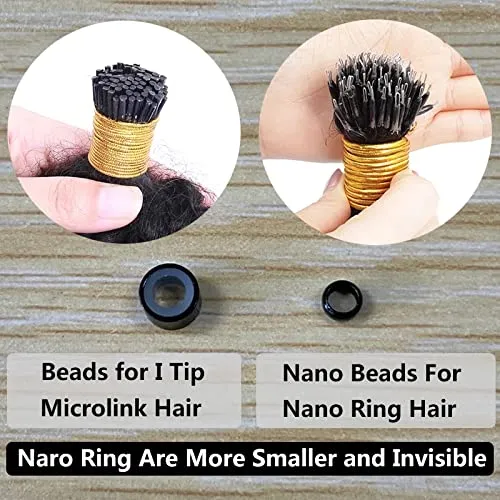 Silky Straight Nano Ring Human Hair Extension Microlink Brazilian Remy Nano Tip Hair Long Straight #Black #Brown Color 100g 100strands (30inch 100strands, #Natural Black)