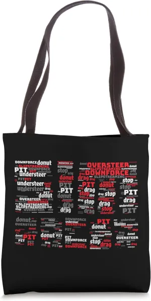 Sim racing word art race terminology Tote Bag