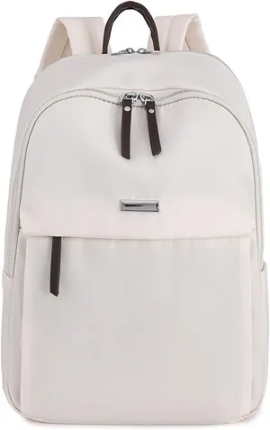 Simple Solid Color Nylon Women Shoulders Bag Breathable Wear Resisting Pickproof Shockproof Backpack (White, One Size)