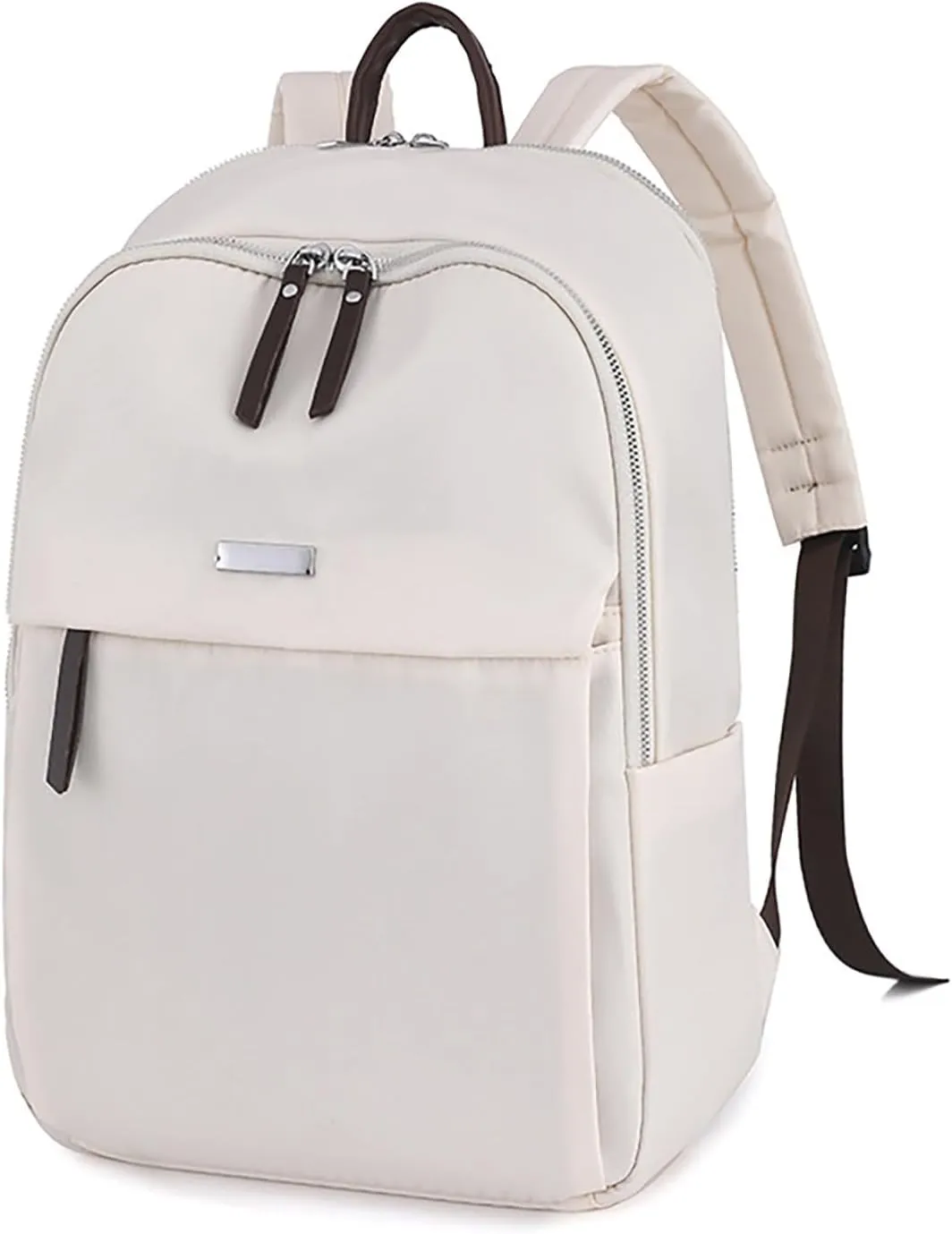 Simple Solid Color Nylon Women Shoulders Bag Breathable Wear Resisting Pickproof Shockproof Backpack (White, One Size)
