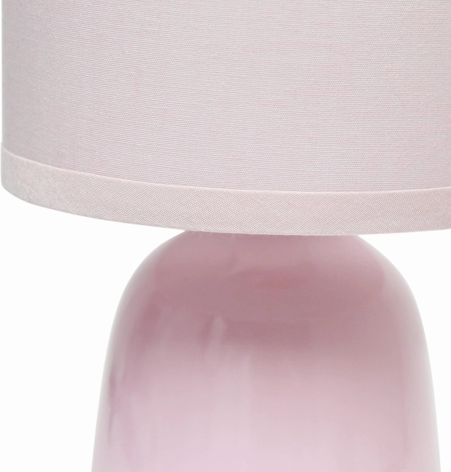 Simple Designs LT1134-LPK 10.04" Tall Traditional Ceramic Thimble Base Bedside Table Desk Lamp w Matching Fabric Shade for Home Decor, Nightstand, Bedroom, Living Room, Entryway, Office, Light Pink